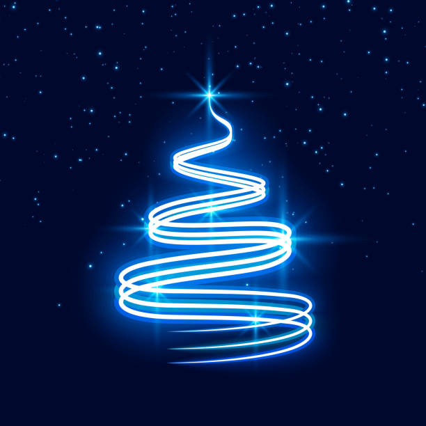 istock merry christmas neon festival tree design background 1191157689