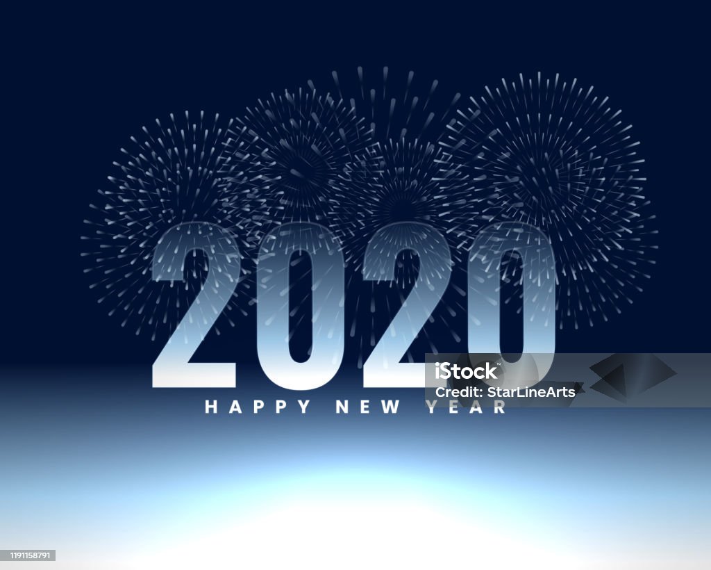 Happy New Year 2020 Firework Banner Design Background Stock ...