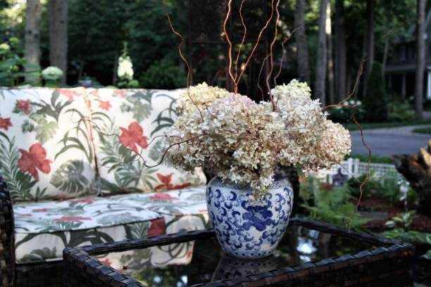 istock Outdoor seating arrangement with dried hydrangea 1191162311