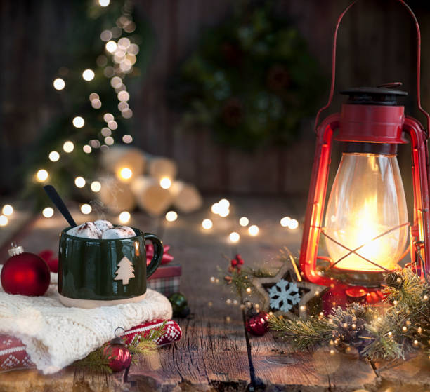 istock Christmas Vintage Lantern on an Old Wood Background 1191162332