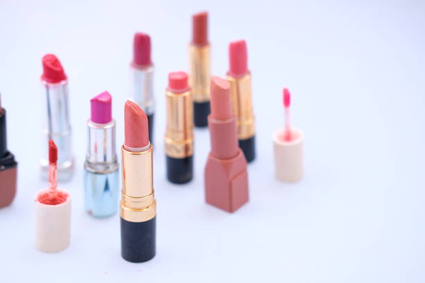 istock Top view makeup set and lipstick on white background 1191164620