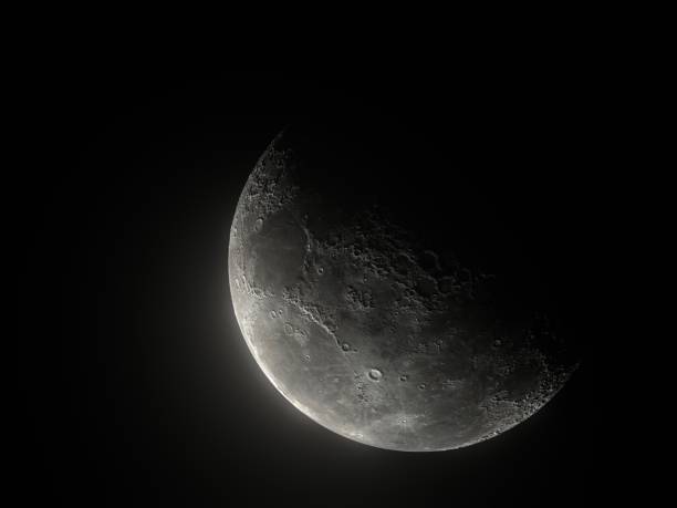 Moon Glow Black Background Earth's Moon Close Up crescent photos stock pictures, royalty-free photos & images