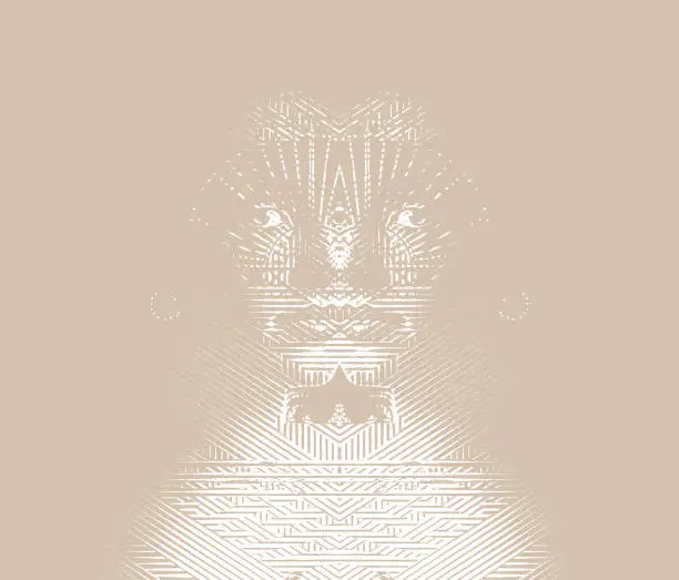 Vector illustration of Multiple exposure image of indigenous woman