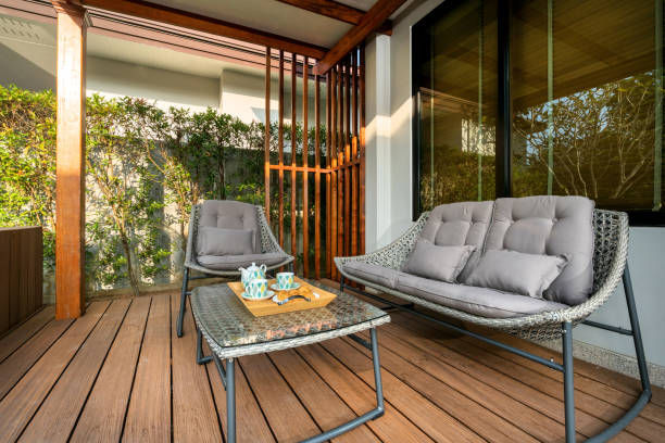 istock Outdoor seat by pool terrace 1191167813