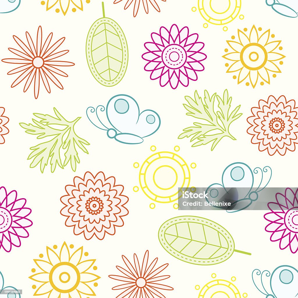 floral seamless colorido. - Vetor de Borboleta royalty-free