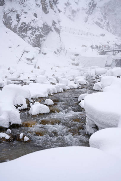 istock Freezing snow on the river winter season 1191172745