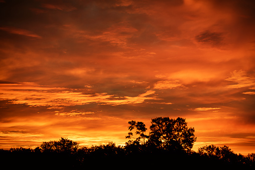 Awe sundown over Namibias bush land, Africa