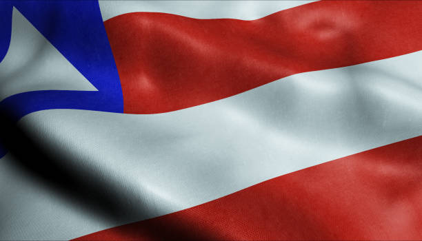 3D Waving Brazil Province Flag of Bahia Closeup View stock photo