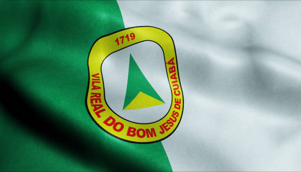 3D Waving Brazil City Flag of Cuiaba Closeup View 3D Illustration of a waving flag of Cuiaba (Brazil City) cuiabá stock pictures, royalty-free photos & images