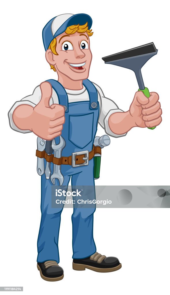 Cartoon Window Cleaning Squeegee Car Wash Cleaner Stock Illustration -  Download Image Now - Mascot, Window Washer, Logo - iStock