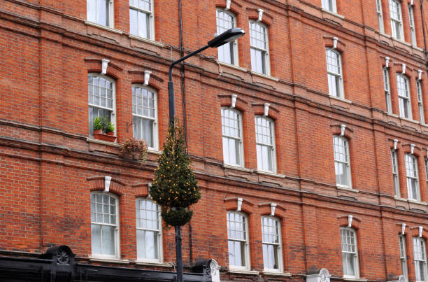 istock christmas tree fixed at pole of a street lamp 1191184599