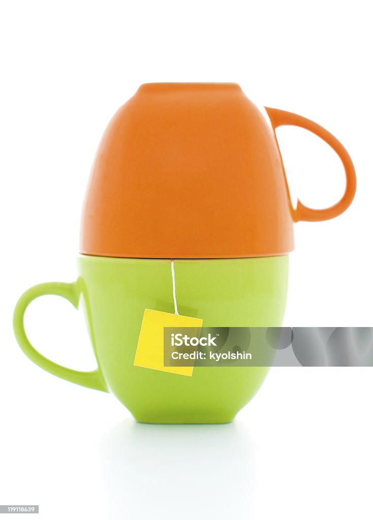 Laranja e verde pontas com o saco de chá - Royalty-free Alimentação Saudável Foto de stock