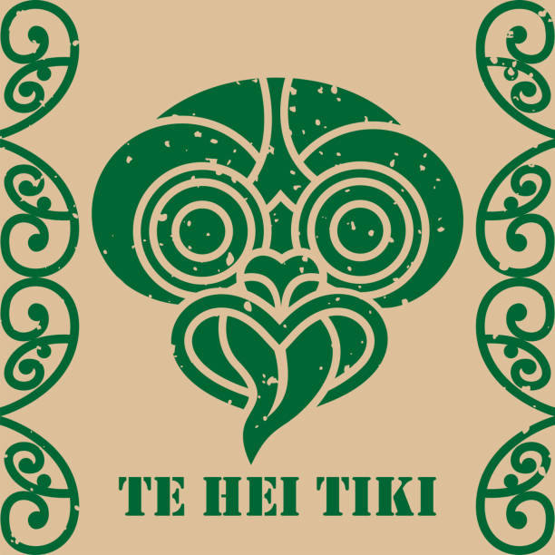 stockillustraties, clipart, cartoons en iconen met hei-tiki icon, een sier hanger van de māori van nieuw-zeeland. vector illustratie - maoritatoeages