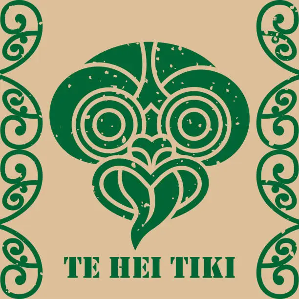 Vector illustration of Hei-tiki icon, an ornamental pendant of the Māori of New Zealand. Vector Illustration