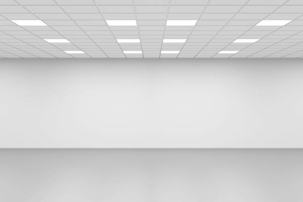 abstract symmetrical empty open space office - ceiling imagens e fotografias de stock