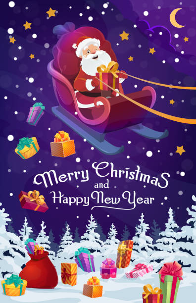 istock Santa sleigh with Chistmas and New Year gifts 1191197202
