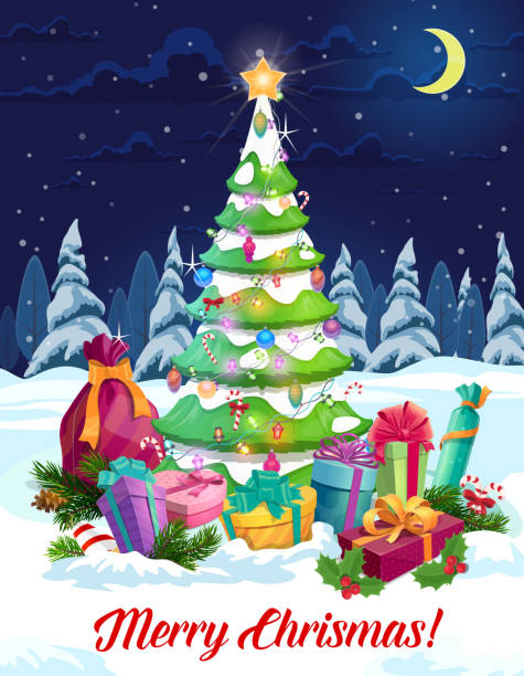 illustrations, cliparts, dessins animés et icônes de cadeaux de noel, cadeaux du nouvel an et arbre de noel - surprise gift box christmas present religious celebration