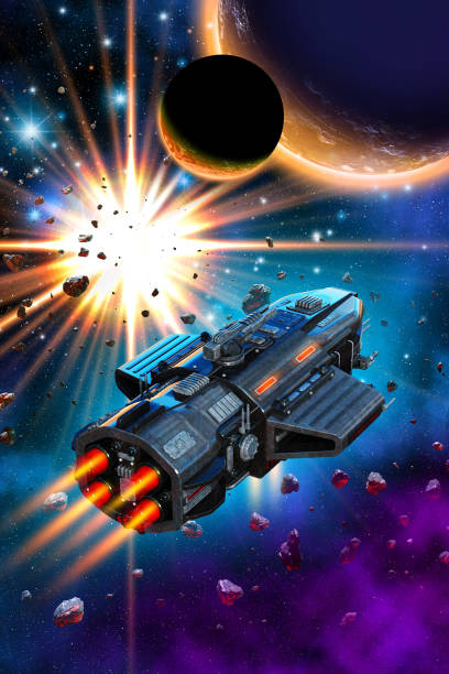 istock Spaceship flying near an alien Planetary system, in the background a supernova explosion, 3d illustration 1191198570