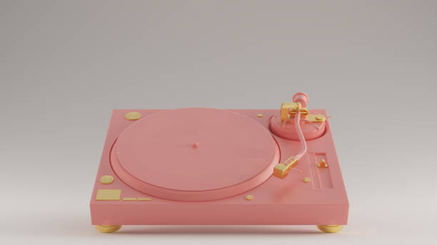 istock Pink and Gold Vintage Turntable Record Player Angled Front View 1191200268