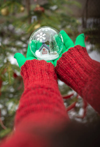 istock Crystal christmas ball with house and snow inside. 1191201378