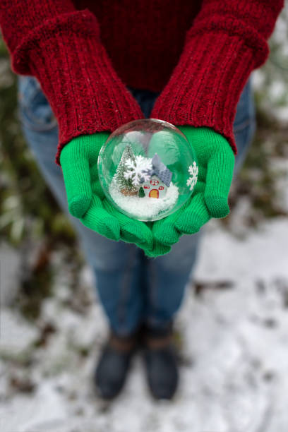 istock Crystal christmas ball with house and snow inside. 1191201440
