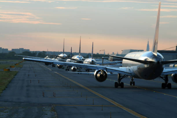 istock Airplane flight departure in the evening 1191202265
