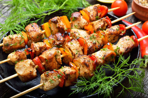 istock Fried chicken kebab with bell pepper 1191202276