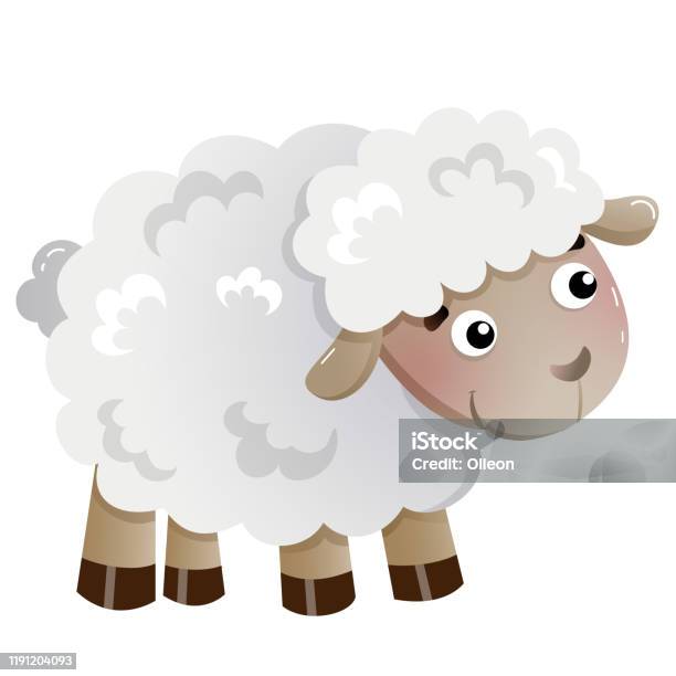 Color Image Of Cartoon Little Sheep On White Background Farm Animals Vector  Illustration For Kids Stock Illustration - Download Image Now - iStock