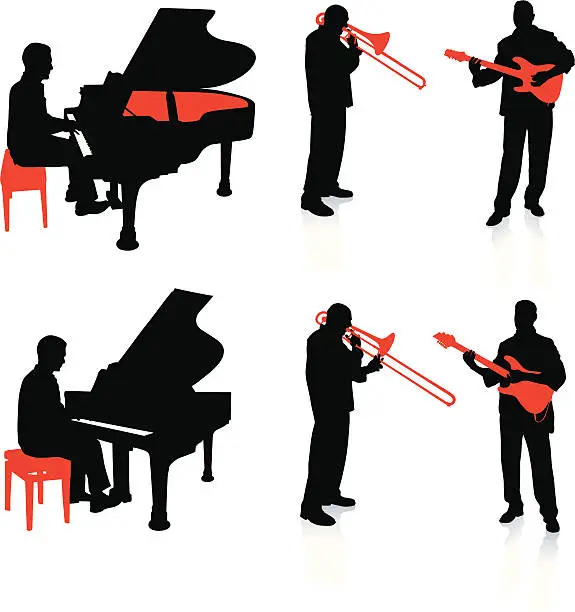 Vector illustration of Live Band Musician Silhouette Collection