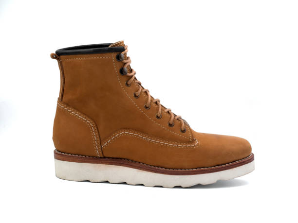 istock Men fashion leather brown boots isolated on white background. 1191205990