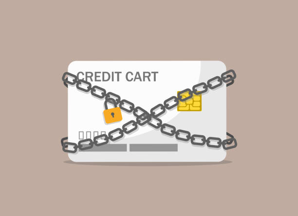istock Credit card with chains and pad lock,Concept of protection 1191206059