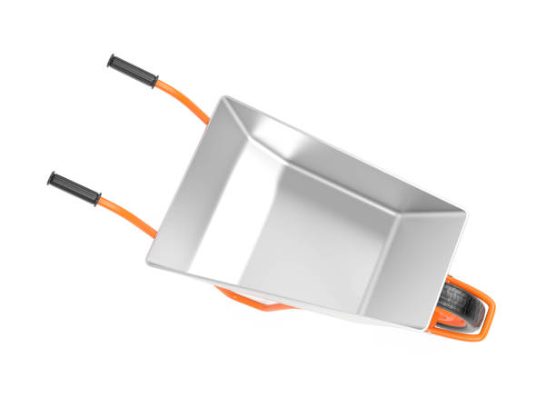 Empty wheelbarrow on a white background. 3d illustration