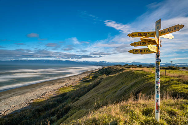 istock Direction sign close to the beach at Te Wae Wae Bay 1191208165