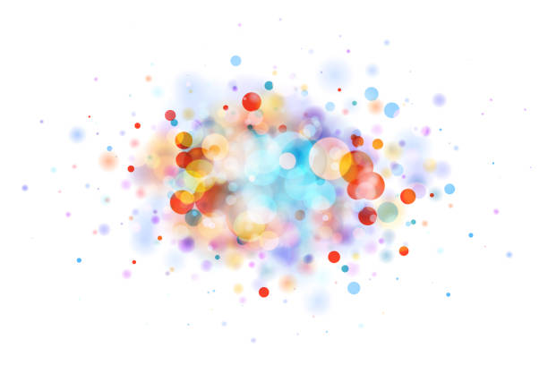 Abstract multicolor blob on white made from defocused circles Abstract vector multicolor bokeh background on white background. The eps file is organised into layers for better editing. image focus technique illustrations stock illustrations