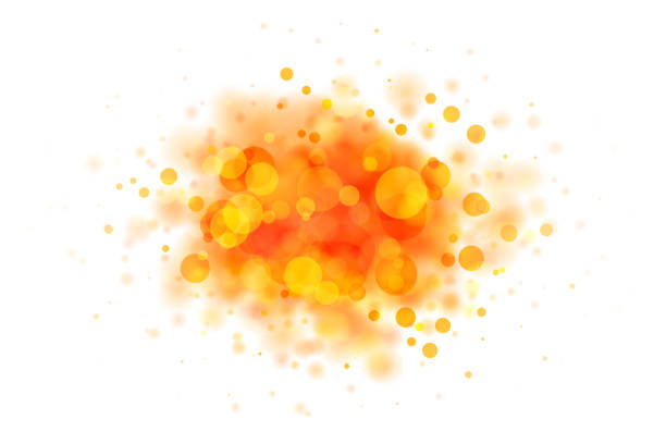 abstrakte rote und gelbe blob auf weiß aus defokussierten kreisen - orange farbe stock-grafiken, -clipart, -cartoons und -symbole