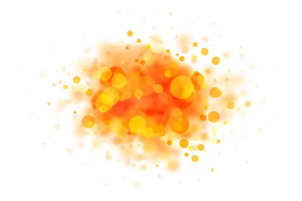 Vector illustration of Abstract red and yellow blob on white made from defocused circles