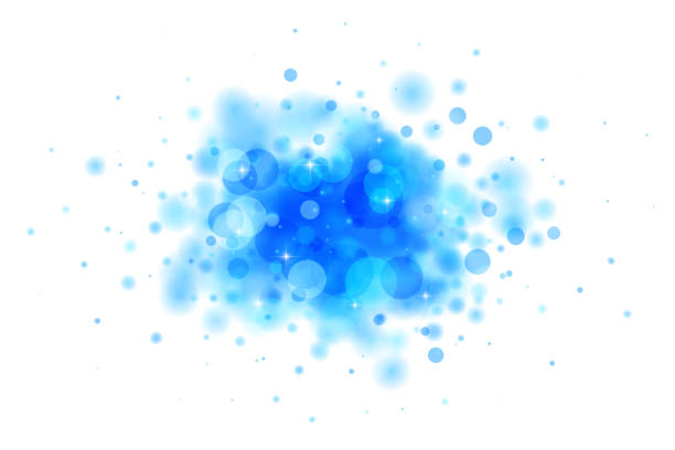 ilustrações, clipart, desenhos animados e ícones de bolha azul abstrata no branco feito dos círculos e das estrelas desfocados - loop effect
