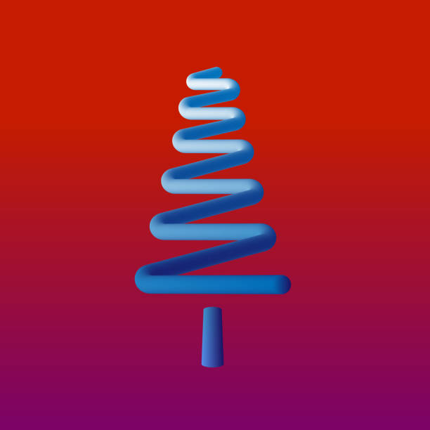 istock Minimal of blue Christmas tree on gradient purple and red background. 1191211749