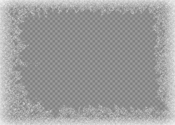Snow frame. Frozen window. Window frozen glass ice. Vector illustration. Snow frame. Frozen window. Window frozen glass ice. Vector illustration. Eps 10. temperature stock illustrations
