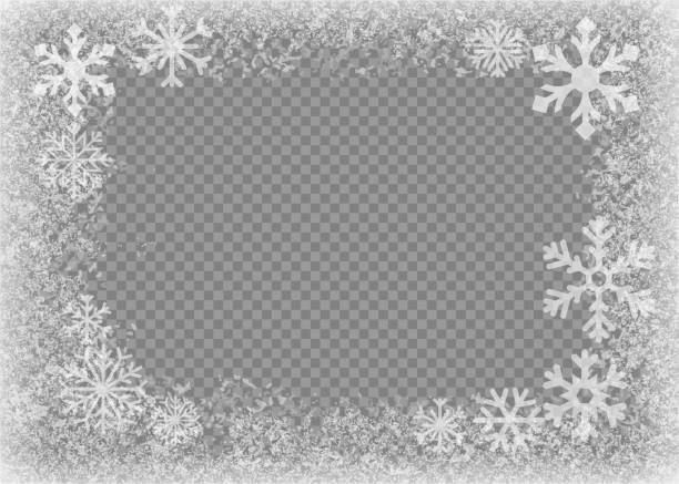 Snow frame. Frozen window. Window frozen glass ice. Vector illustration. Snow frame. Frozen window. Window frozen glass ice. Vector illustration. Eps 10. ice borders stock illustrations