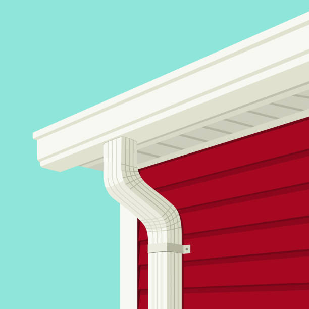 Gutter and Downspout  eaves stock illustrations