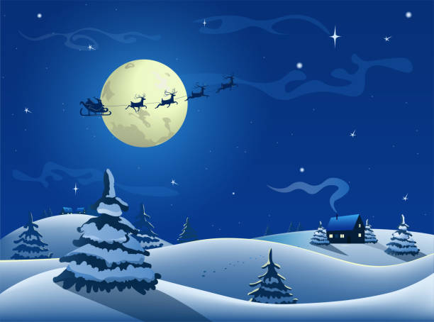 istock Christmas greeting card. Peaceful landscape in winter. 1191215781