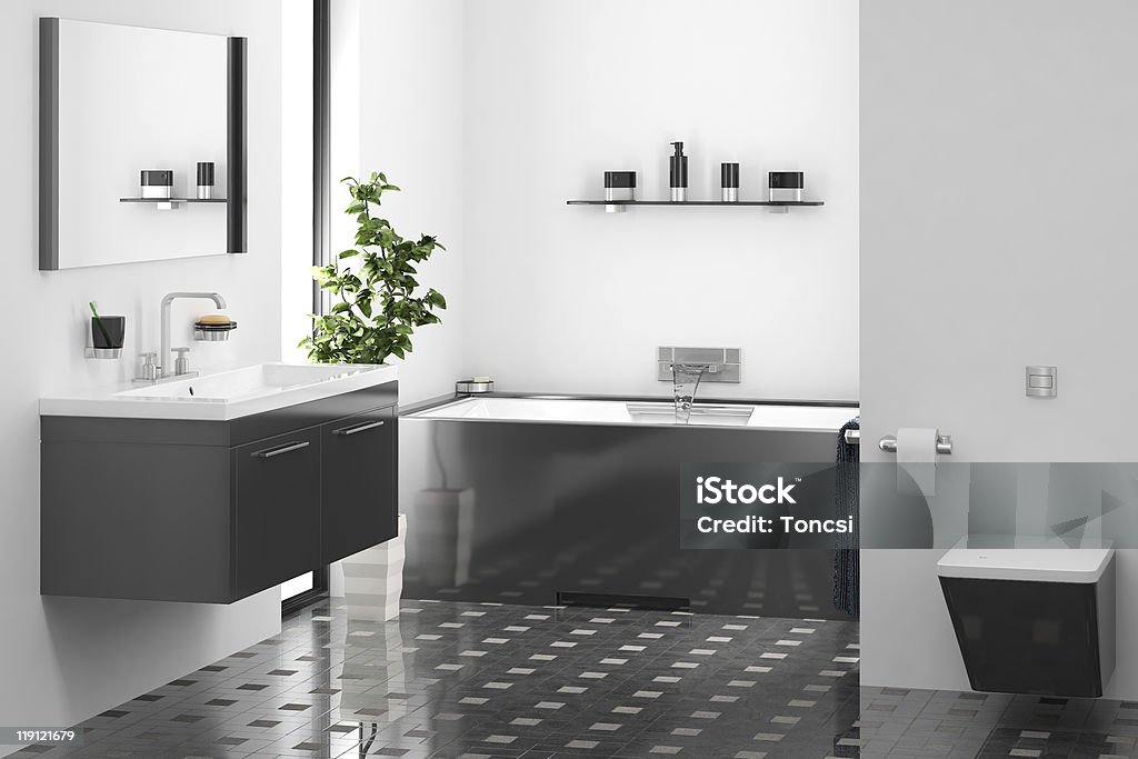 modern bathroom  Black Color Stock Photo