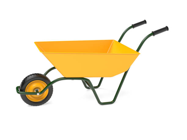 istock Yellow garden barrow. 3d rendering illustration 1191216795