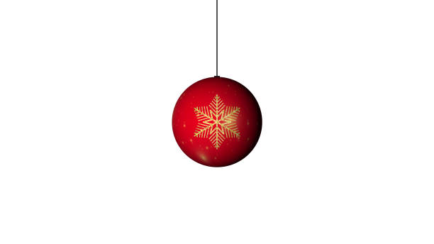 looping realistische animation der weihnachten und neujahr roten ball mit einer goldenen schneeflocke. rotierende dekoration auf weißem hintergrund. frohe weihnachten und ein gutes neues jahr - looping animation stock-grafiken, -clipart, -cartoons und -symbole