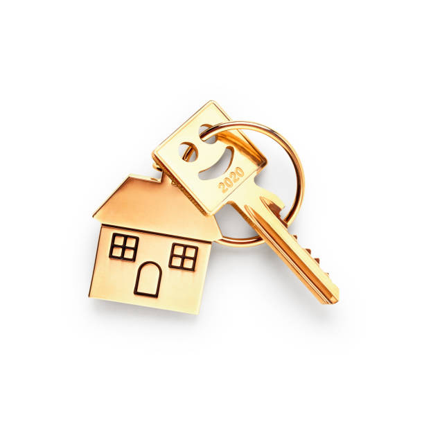 istock Key with house keychain and number 2020 1191224994