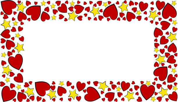마음과 별. 발렌타인 데이를위한 디자인 프레임. - valentines day heart shape backgrounds star shape stock illustrations