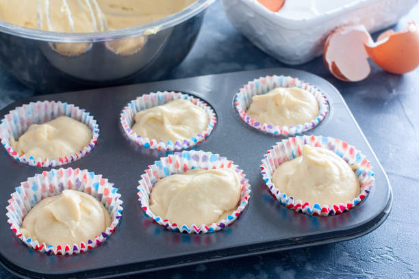 istock Raw muffins in a metal mold before baking, horizontal 1191226011