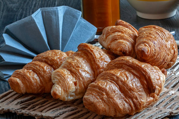 istock Snacks with croissants and chocolate breads on a black background 1191226885