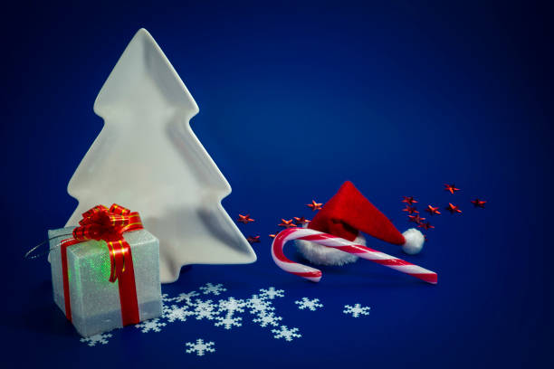 istock Festive blue Christmas still life with gifts 1191228068